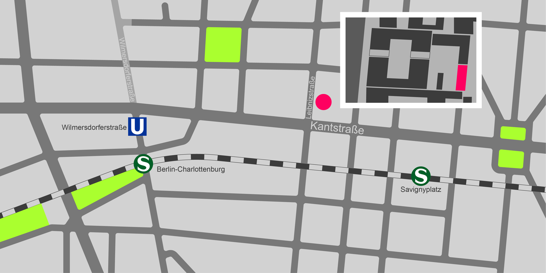 Map showing the studio at Leibnizstrasse 33 in Berlin-Charlottenburg